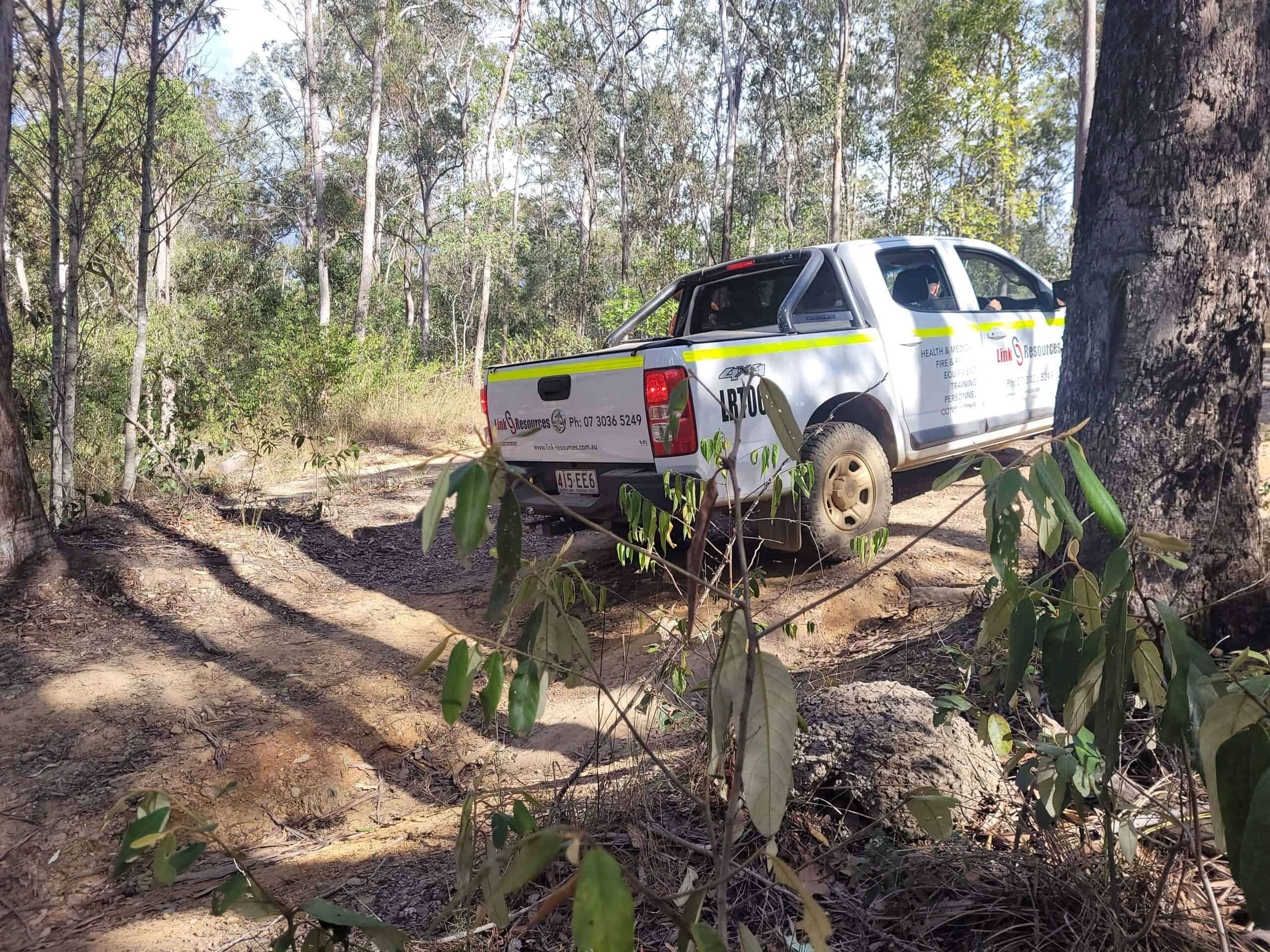 Link Resources operate four wheel drive vehicle on unsealed roads pickup truck navigating off road bush track