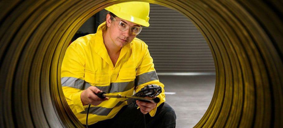 Link Resources gas test atmospheres worker testing confined space atmosphere inside industrial pipe