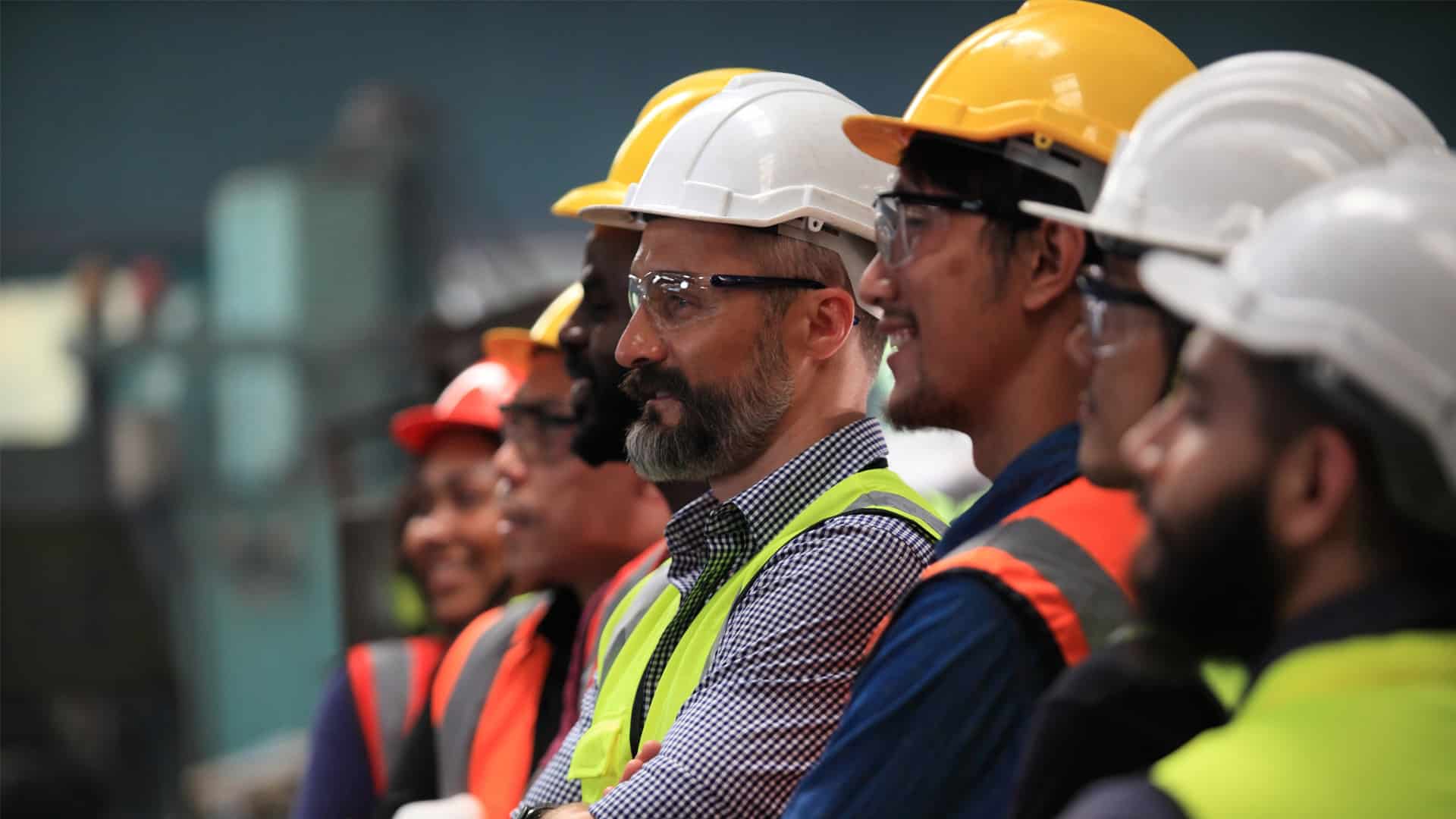 Link Resources BMA induction workers wearing PPE attending safety briefing on industrial site